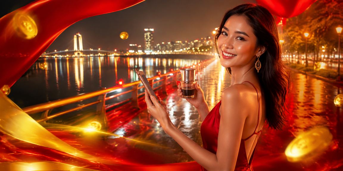 Người chơi dùng điện thoại xem casino và kiểm tra voucher tại Đà Nẵng
